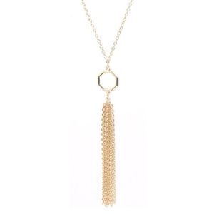 Heather Belle Gold-Plated Honeycomb Octagonal Signature Tassel Necklace